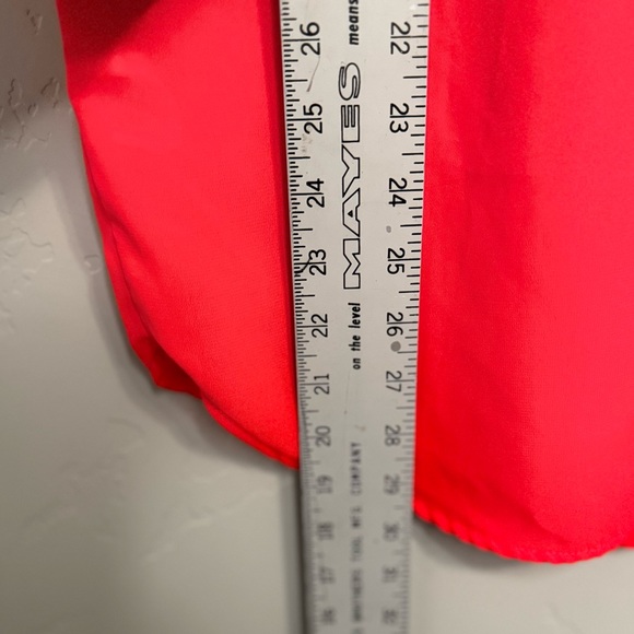 H&M Blouse Neon Lace Cap Sleeve Curved Hem Shift Straight Fit SZ 8/MED PINK NEW! - Picture 11 of 16